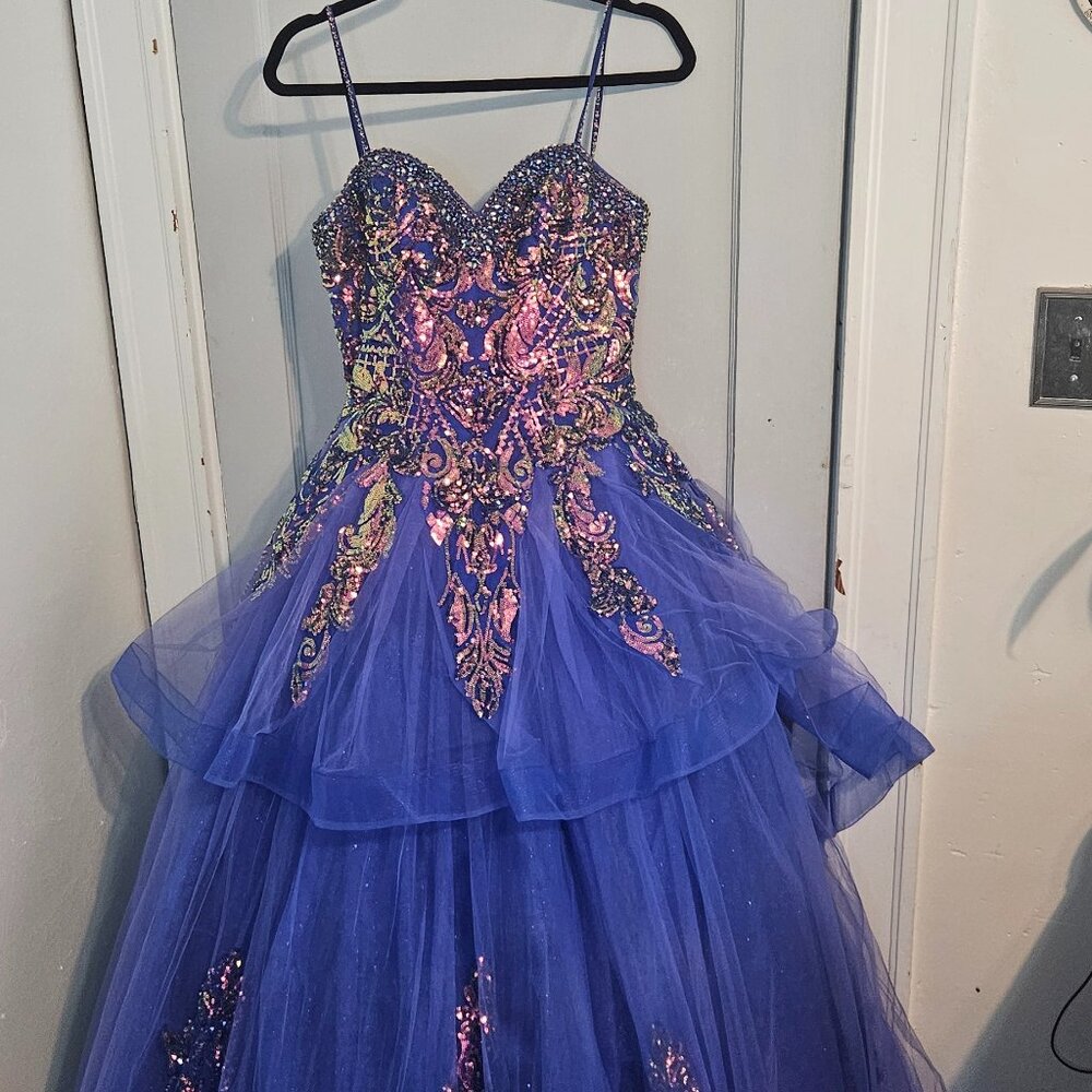Royal blue sequin sweet 16/Quince ball gown